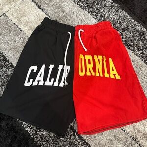 Romwe Mens California Front Print Drawstring Shorts Size L/XL